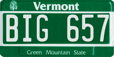 VT license plate BIG657