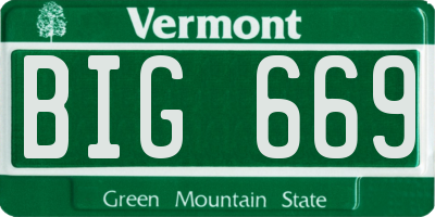 VT license plate BIG669