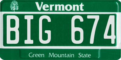 VT license plate BIG674