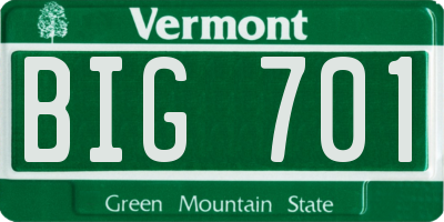 VT license plate BIG701