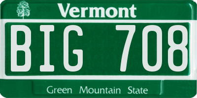 VT license plate BIG708