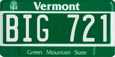 VT license plate BIG721