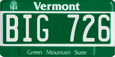 VT license plate BIG726