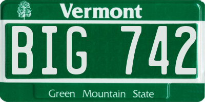 VT license plate BIG742
