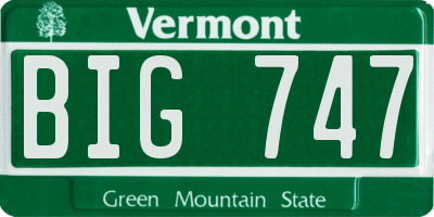 VT license plate BIG747