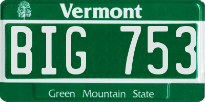 VT license plate BIG753