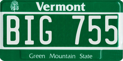 VT license plate BIG755