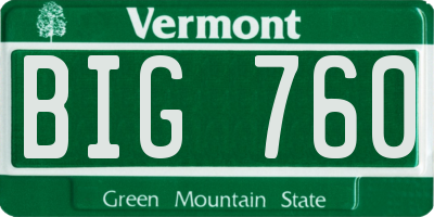VT license plate BIG760