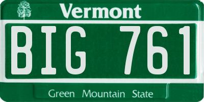 VT license plate BIG761