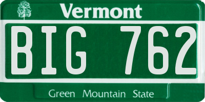 VT license plate BIG762