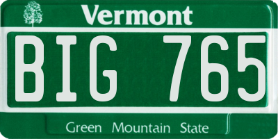 VT license plate BIG765