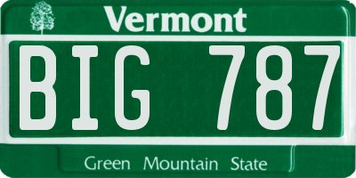 VT license plate BIG787