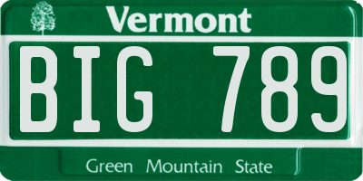 VT license plate BIG789