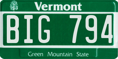 VT license plate BIG794