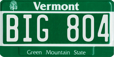 VT license plate BIG804
