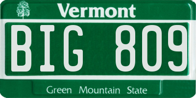 VT license plate BIG809