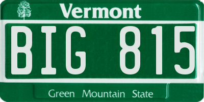VT license plate BIG815