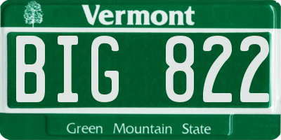 VT license plate BIG822