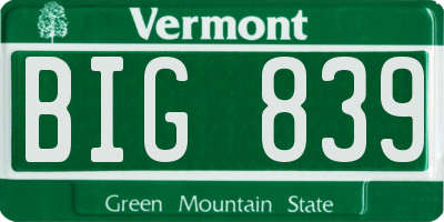 VT license plate BIG839