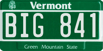 VT license plate BIG841