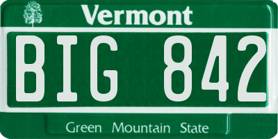 VT license plate BIG842