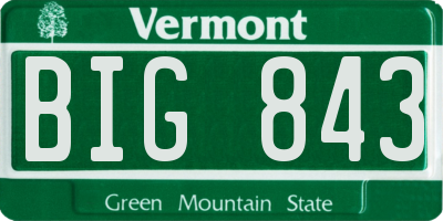 VT license plate BIG843