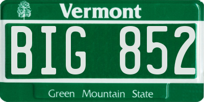 VT license plate BIG852