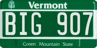 VT license plate BIG907