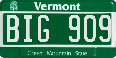 VT license plate BIG909
