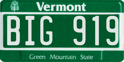 VT license plate BIG919