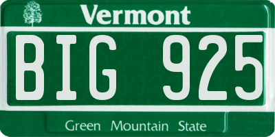 VT license plate BIG925