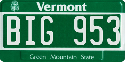 VT license plate BIG953