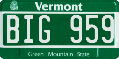 VT license plate BIG959
