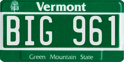 VT license plate BIG961