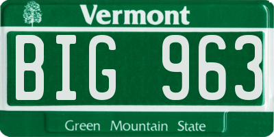 VT license plate BIG963