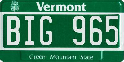 VT license plate BIG965