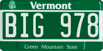 VT license plate BIG978