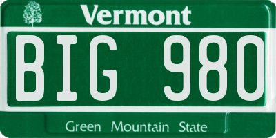 VT license plate BIG980