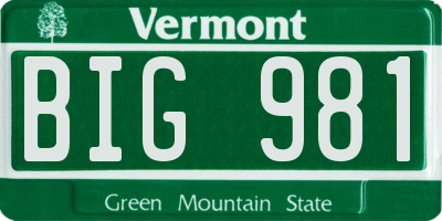 VT license plate BIG981