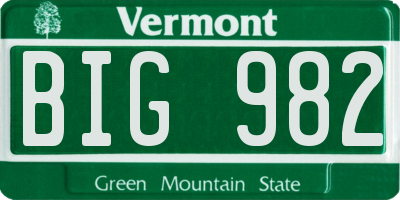 VT license plate BIG982