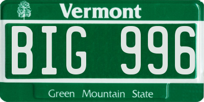 VT license plate BIG996