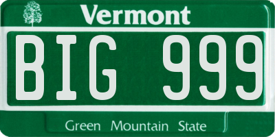 VT license plate BIG999