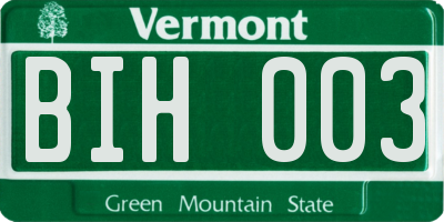 VT license plate BIH003