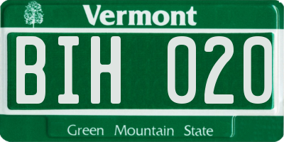 VT license plate BIH020