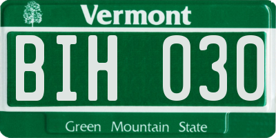 VT license plate BIH030