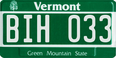 VT license plate BIH033