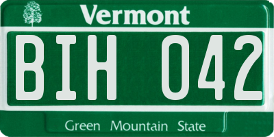 VT license plate BIH042