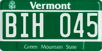 VT license plate BIH045