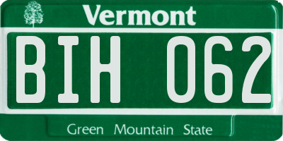 VT license plate BIH062