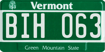VT license plate BIH063